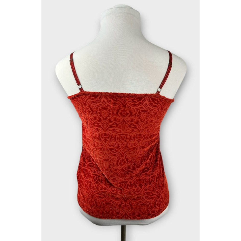 Y2k Holly Flock by Lucky Brand Velvet Burnout Spaghetti Strap Top Paisley Small - Picture 11 of 14